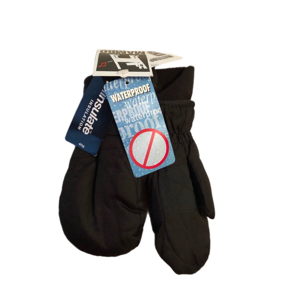 Mambo Winter Ski Mittens Youth Size 4-6X  Black Fleece Lined